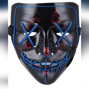 Black LED Halloween Mask with Blue